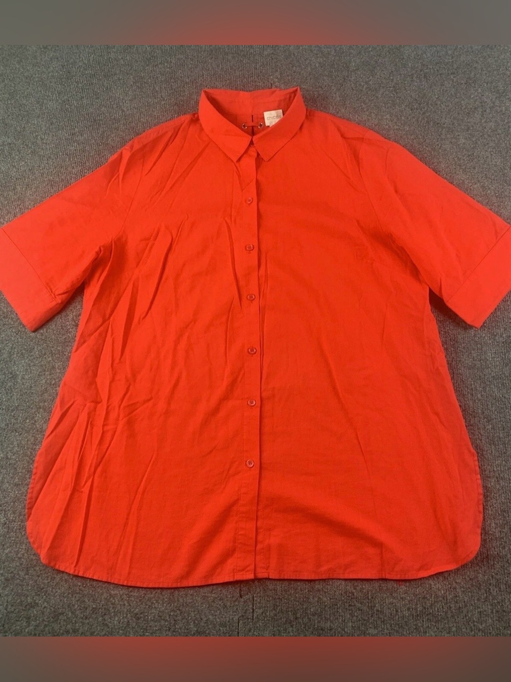 Chico’s Women’s 100% Cotton 1/2 Sleeve Tunic Blouse Size 3 Red